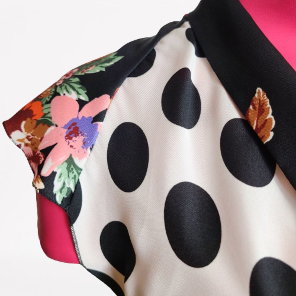 ZARA FLORAL PRINT POLAK DOT AND PATCHWORK DRESS - STUNNING - SIZE S - Picture 6 of 16